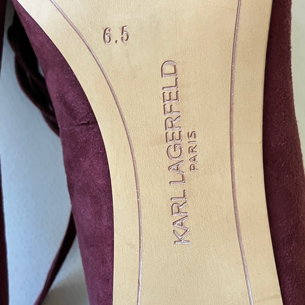 Karl Lagerfeld Charlie Suede Lace Up Block Heels (6.5) NWT - Picture 10 of 12